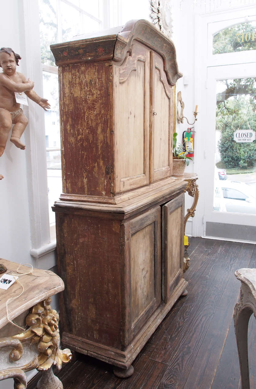 Beautiful 18th Century Italian Cabinet Stripped of the Paint For Sale 3