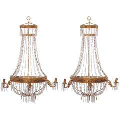 Pair of Italian Iron and Crytal Sconces