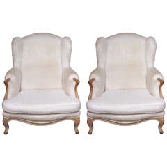 Pair of Over-Scale Wing Louis XV Bergeres