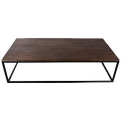 Antique Teak and Metal Coffee Table