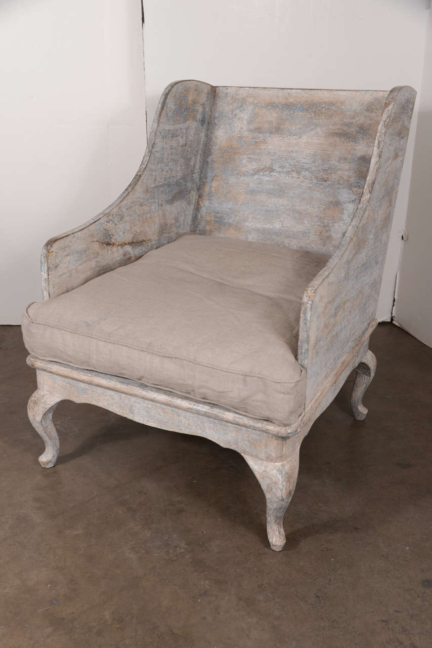 Pair of Carved Wingback Chairs In Excellent Condition In Houston, TX
