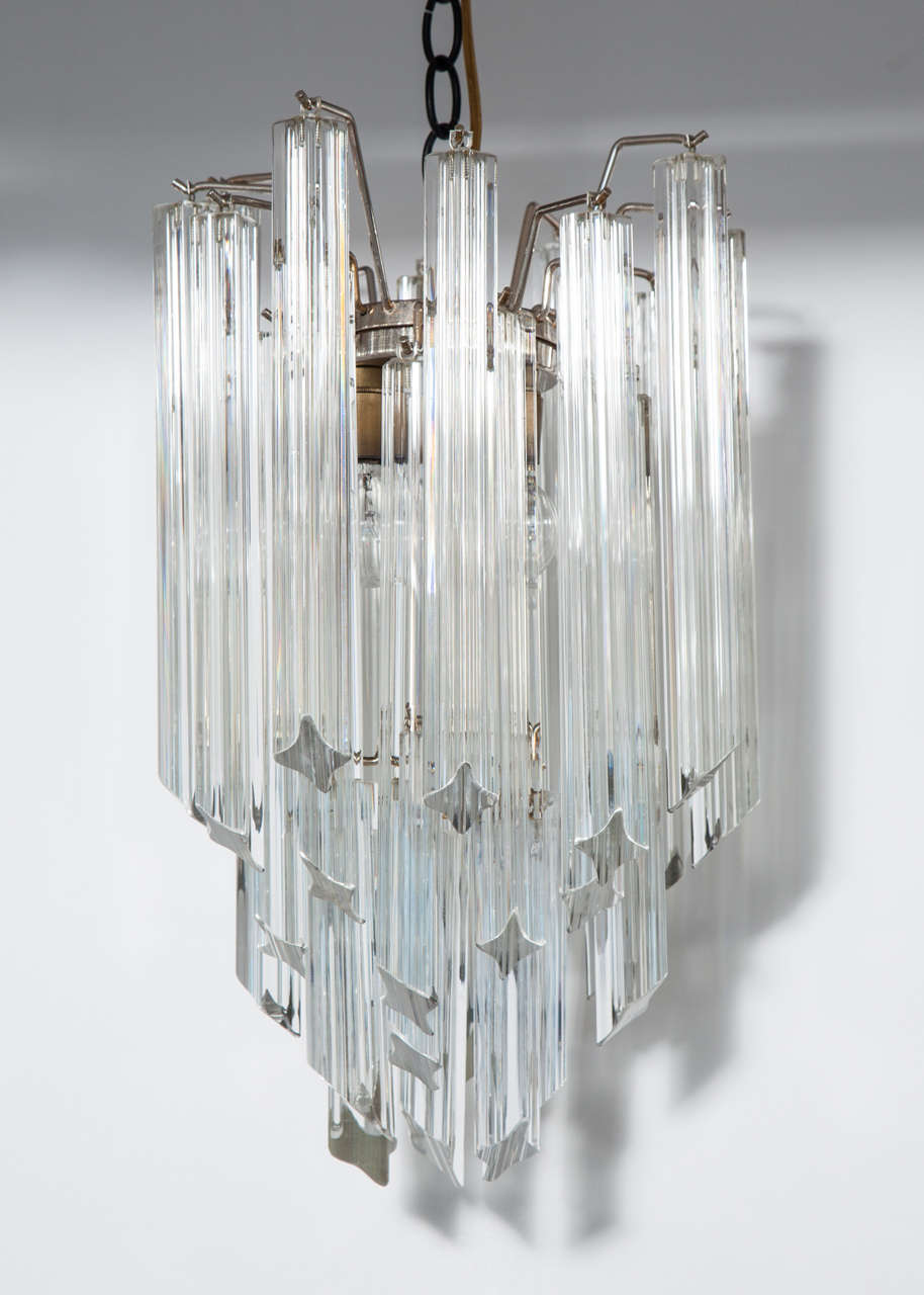 Mid-Century Modern Petite Crystal Chandelier by Camer