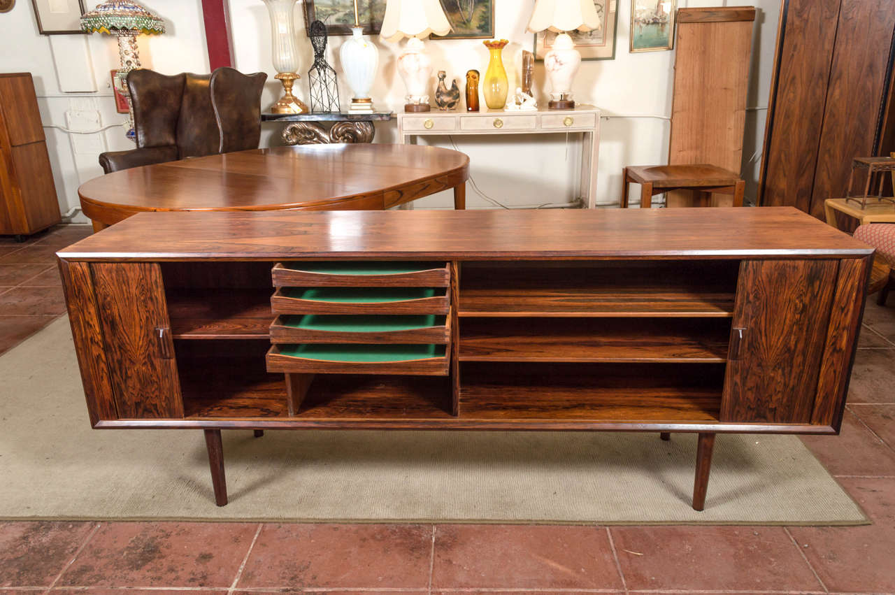 Xl Danish Rosewood Credenza Attributed to Ib Kofod-Larsen and Omann Jun In Good Condition In San Francisco, CA