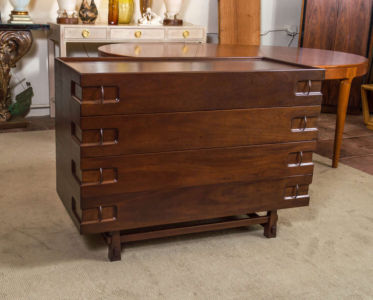 Mexican Mid-Century Modern dresser in mahogany, an Edmond Spence for Industria Mueblera of Mexico.