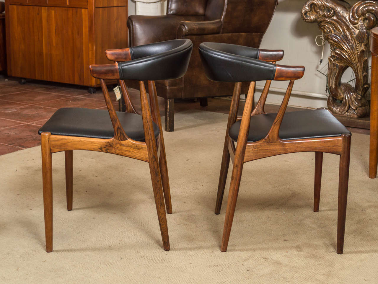 Six Rosewood Dining Chairs Johannes Andersen In Good Condition In San Francisco, CA