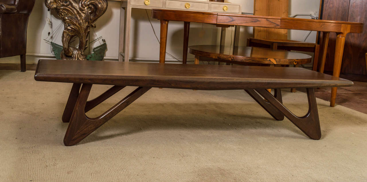 Mid-Century Modern 1950s Walnut Coffee Table In The Style Of Adrian Pearsall