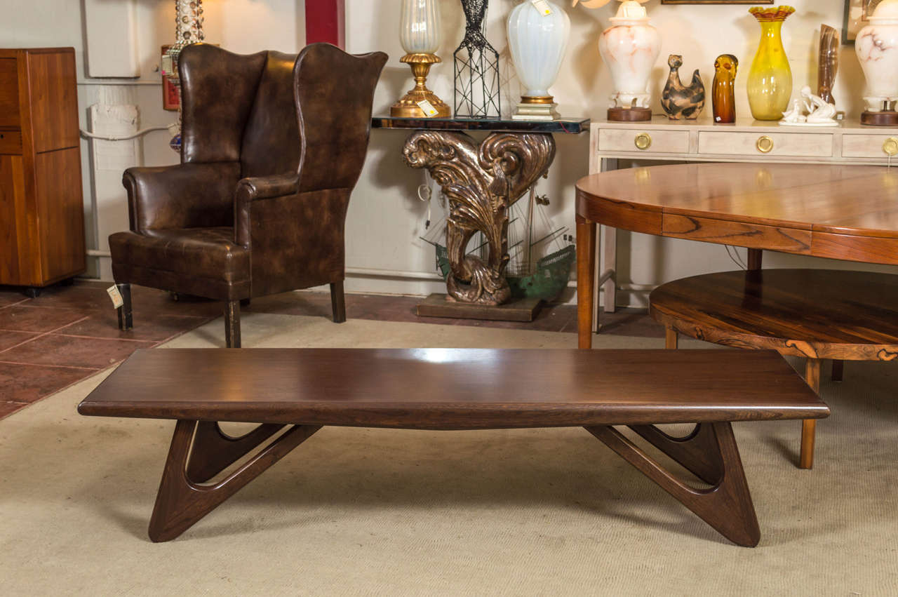 American 1950s Walnut Coffee Table In The Style Of Adrian Pearsall