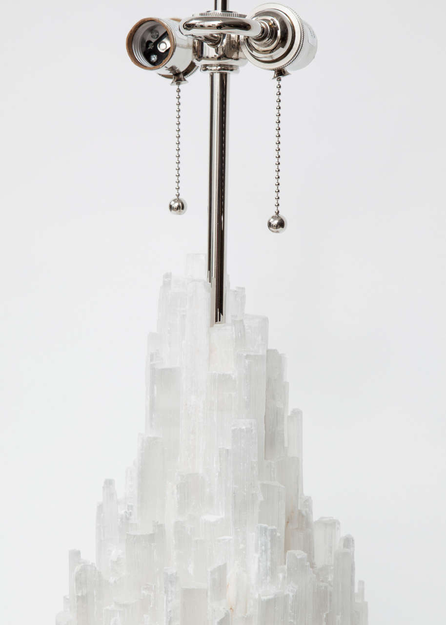 Modern Pair of Selenite Mineral Lamps