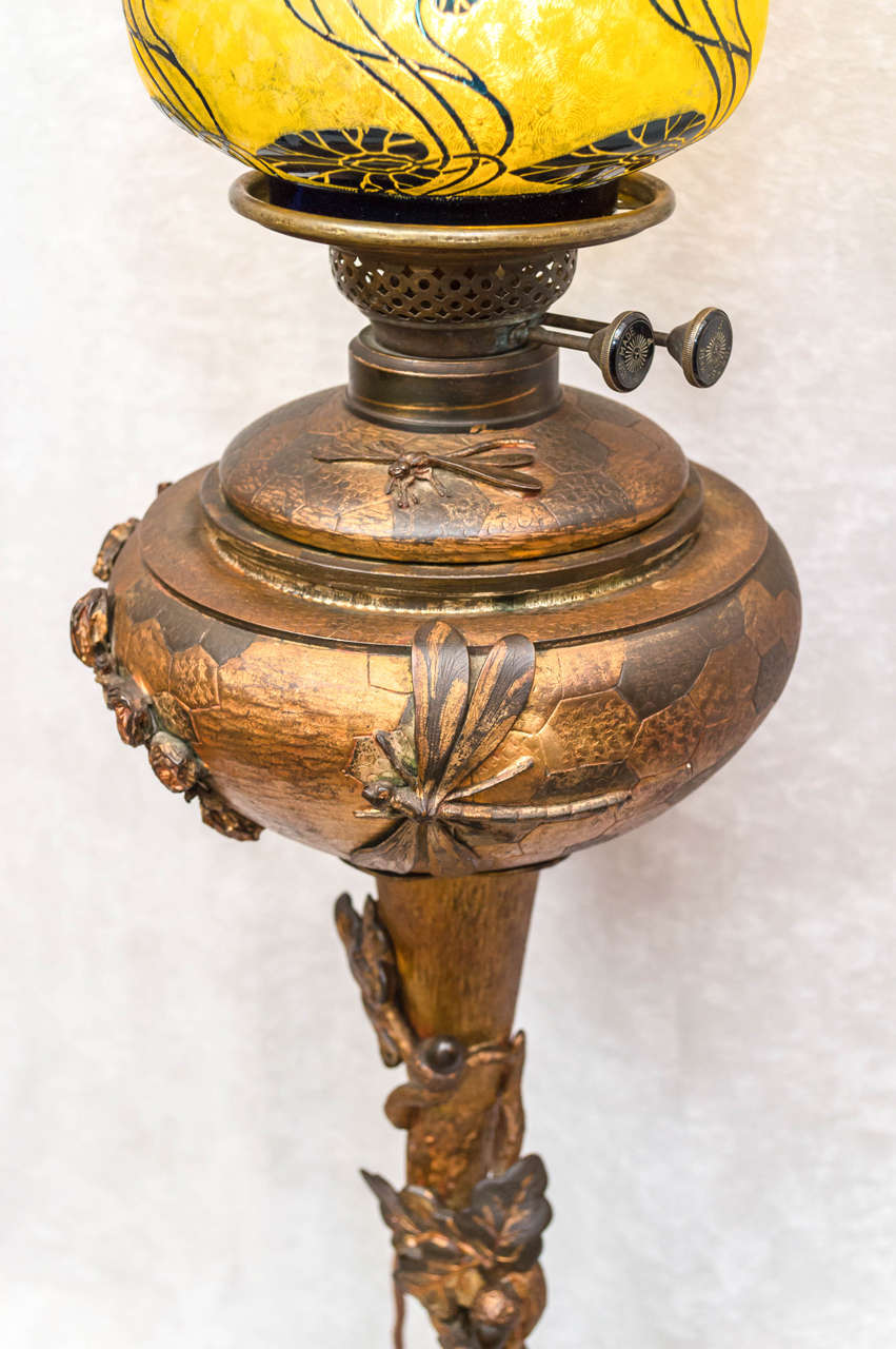 art nouveau oil lamp