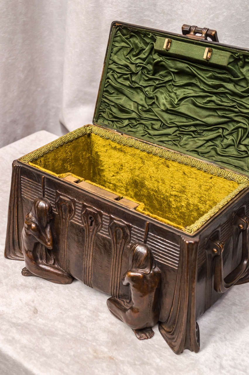 Art Nouveau / Secessionist, Bronze Box or Jewelry Casket, Signed Gurschner 2