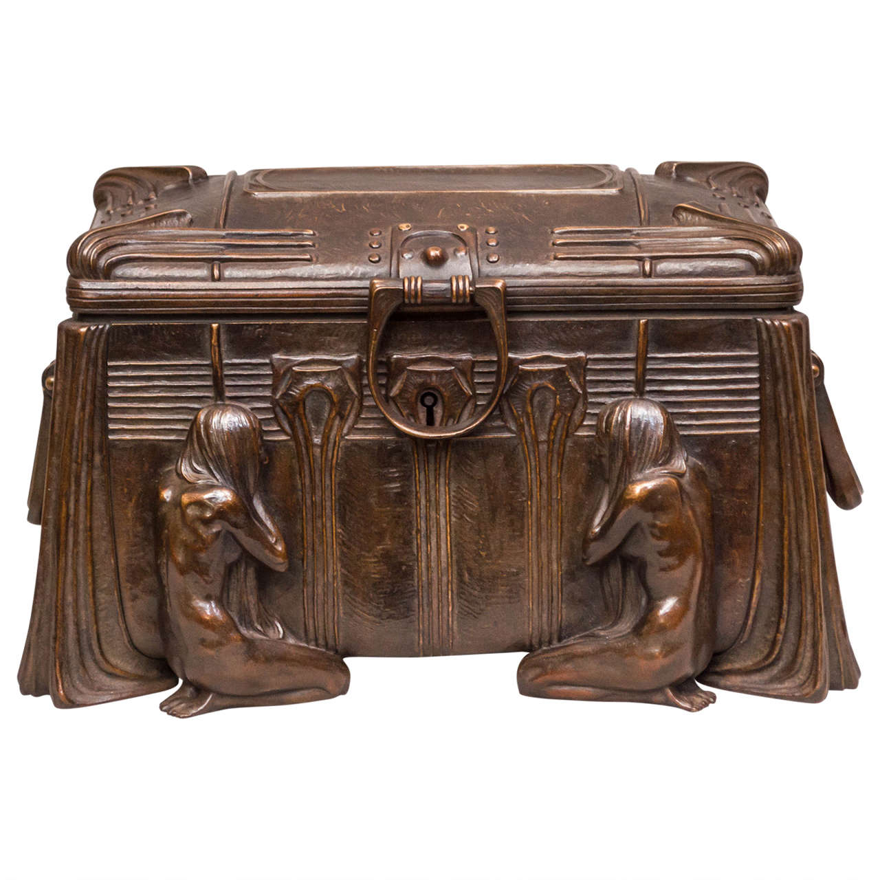Art Nouveau / Secessionist, Bronze Box or Jewelry Casket, Signed Gurschner