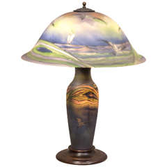 Antique Reverse Painted "Seagull Lamp" by the Pairpoint Corperation