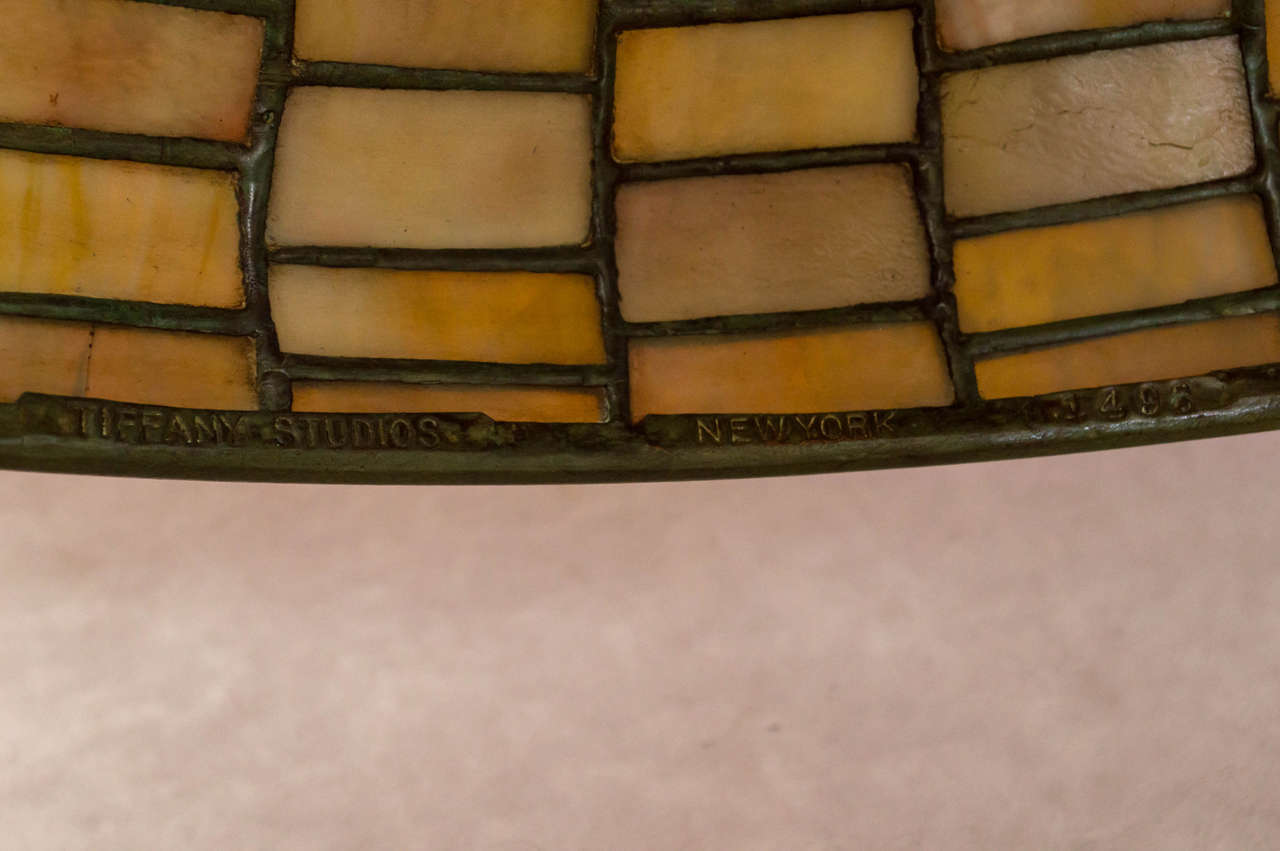 Signed ''Tiffany Studios'' Leaded Glass Geometric Table Lamp 2