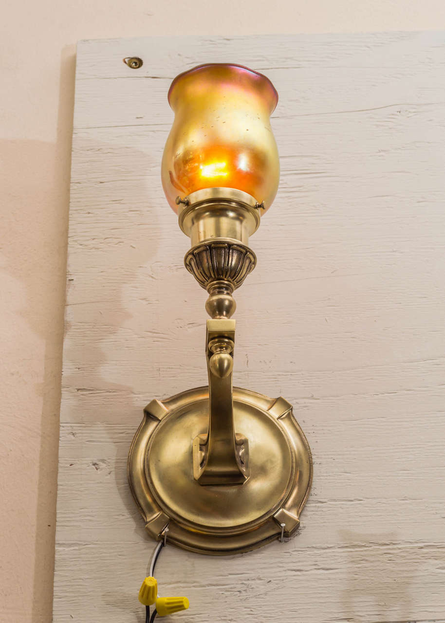 On rare occasions we get sconces by this highly regarded company. The Sterling bronze company cast many handsome sculptures and sconces at the end of the 19th century, and into the 20th century. These sconces are cast as fine as one could hope for.