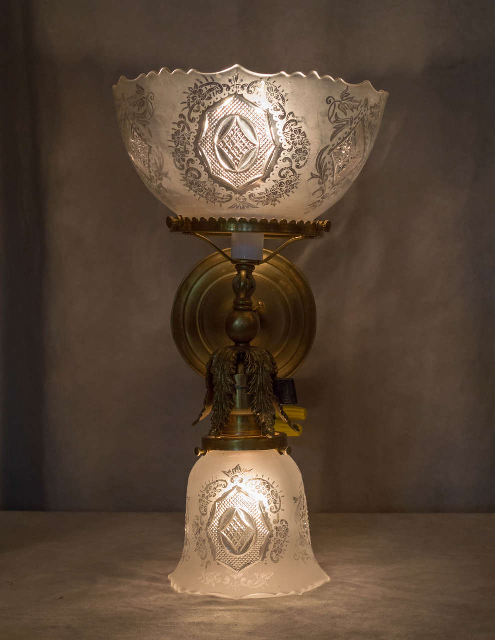 Pair of Late Victorian Two-Arm Sconces, One Arm Gas and One Arm Electric at 1stdibs