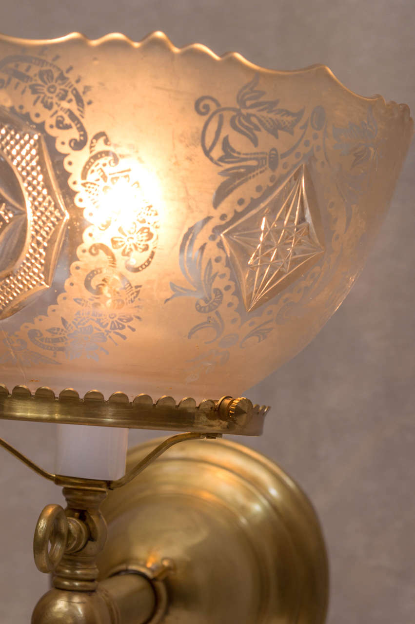 Pair of Late Victorian Two-Arm Sconces, One Arm Gas and One Arm Electric at 1stdibs