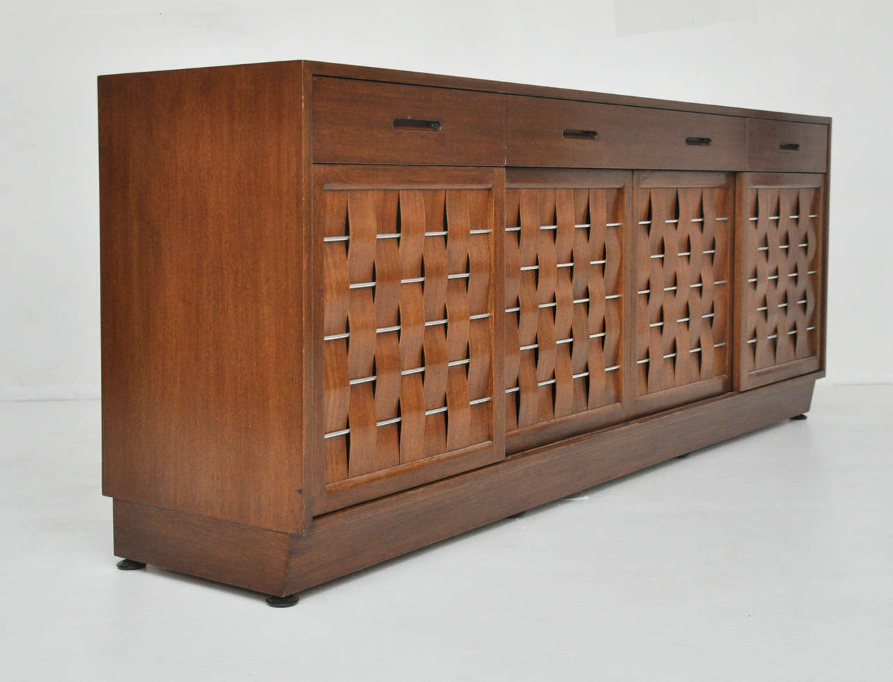 Dunbar Woven Front Credenza in Walnut by Edward Wormley