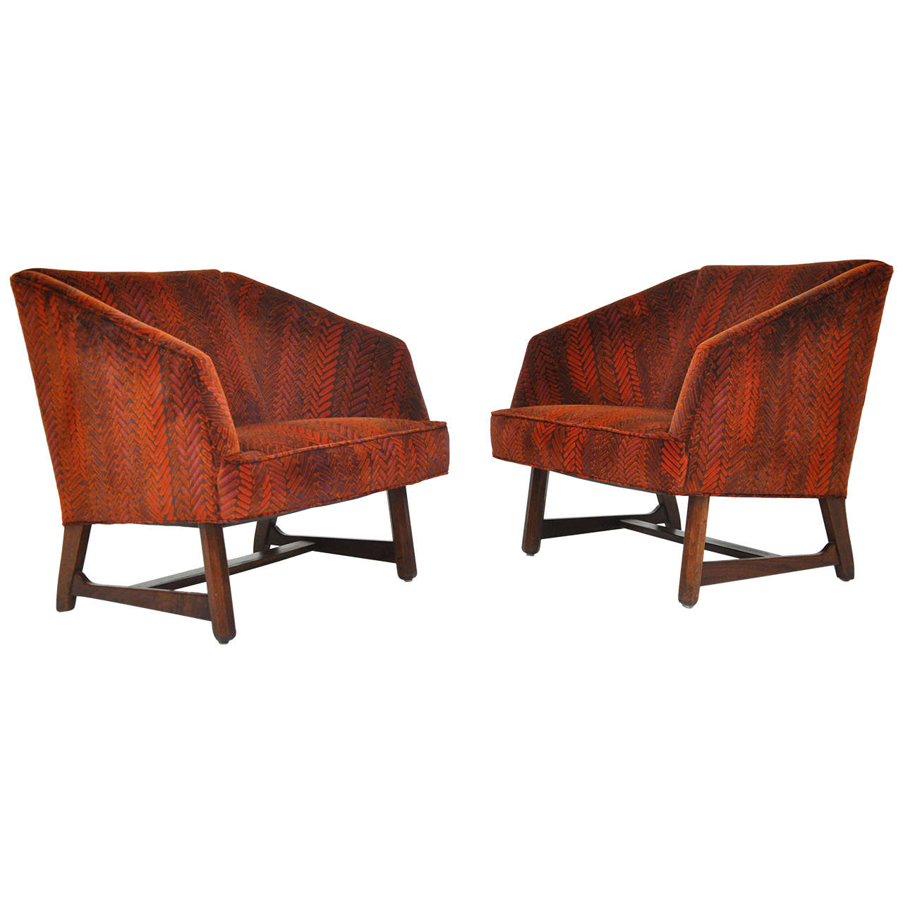 Harvey Probber Lounge Chairs in Jack Lenor Larsen Velvet