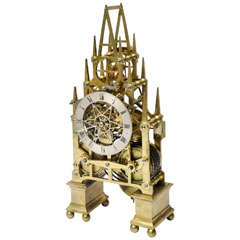 Fine Brass Skeleton Touchon Repeater Clock Timer, Eight-Day England circa 1870