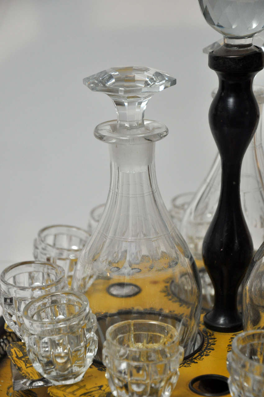 French Yellow Tole Peinte Two-Tier Glass Holder, circa 1840 For Sale 2