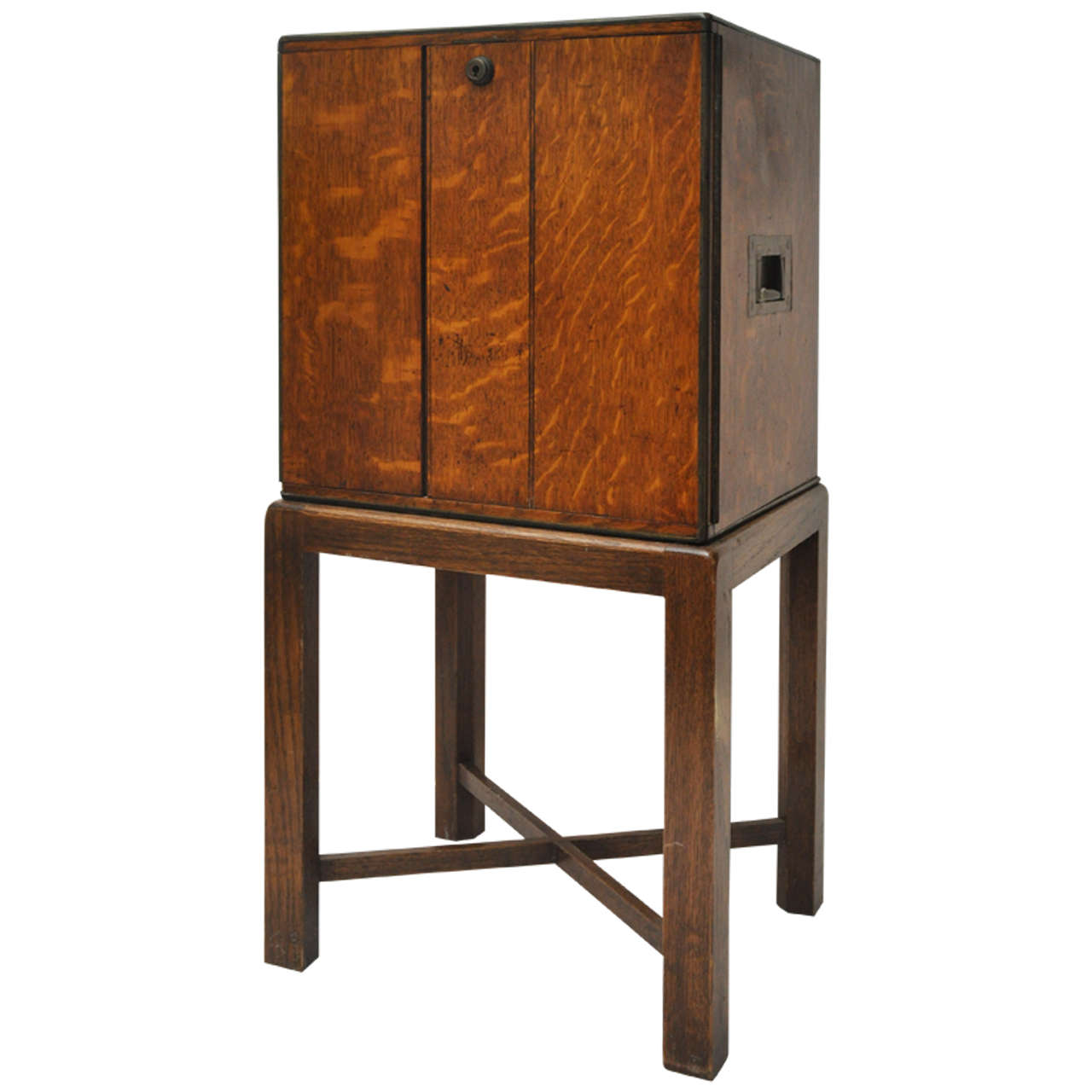 English Pollard Oak Cigar Humidor on Stand, circa 1890 For Sale