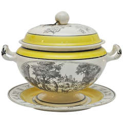French Yellow and White Banded Creil Tureen, circa 1820