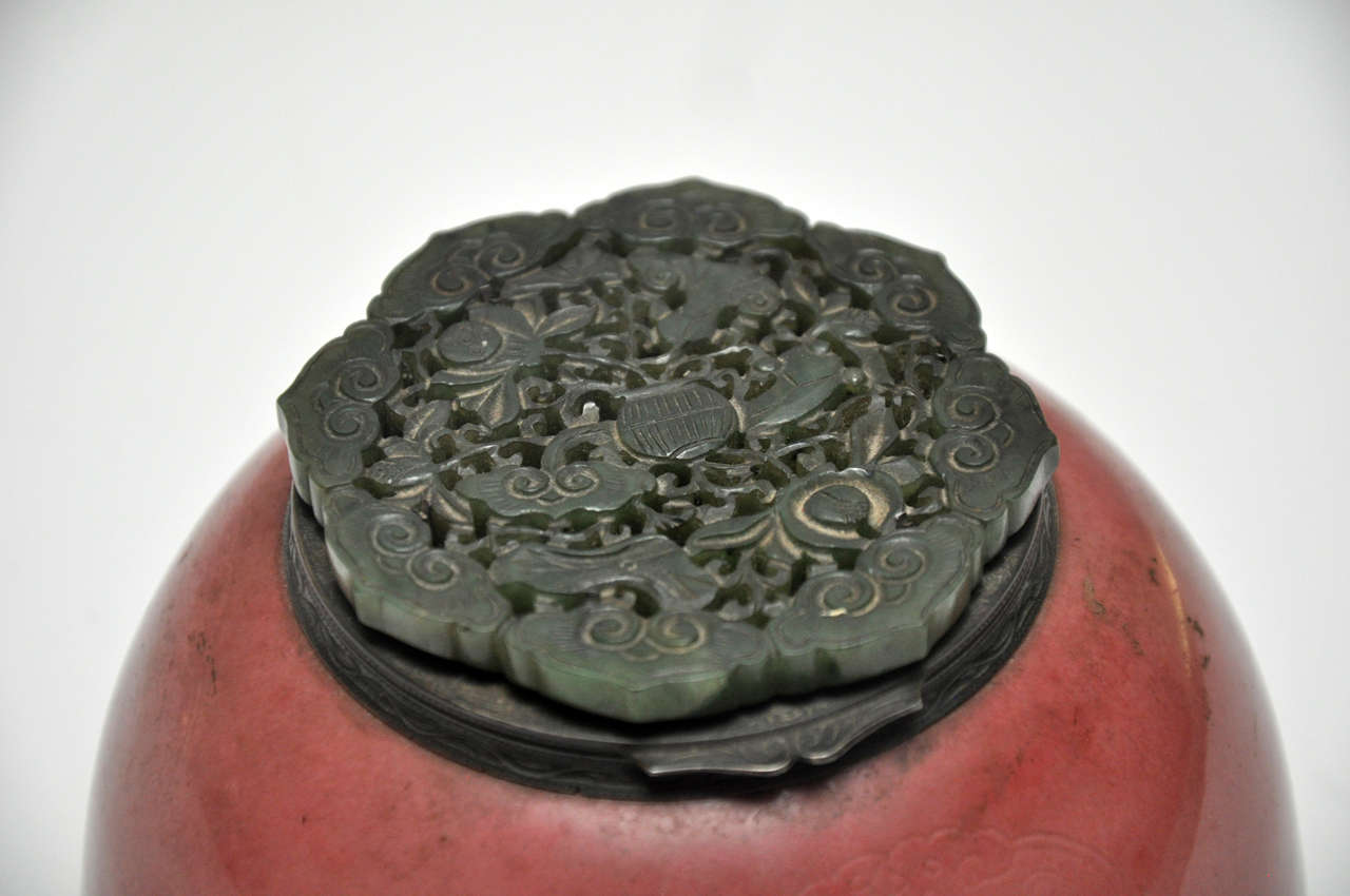 Asian Chinese Porcelain Brush Pot Now Mounted as an Inkwell, circa 1661-1722
