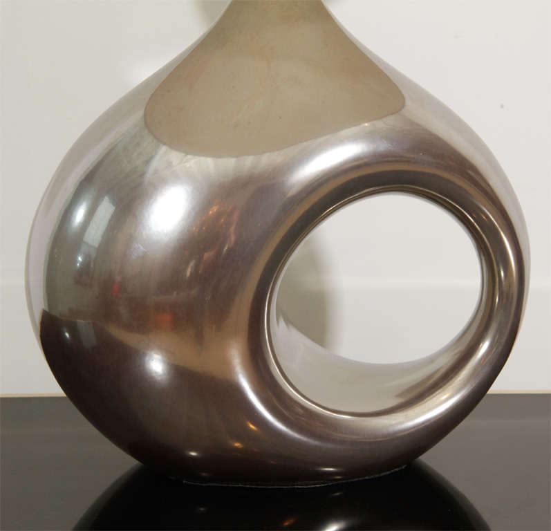 A Large SIlver Lustre Ceramic Table Lamp by Mathias.