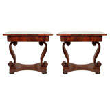 Pair of Elegant Art Deco Biedermeier-Inspired Console Tables