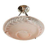 Art Deco  Copper Glass Inverted Dome Chandelier by Degue