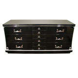 Hollywood Black Lacquer Chest of Drawers by Grosfeld House