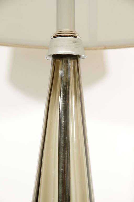 Italian Pair of Murano Smoked Glass Table Lamps