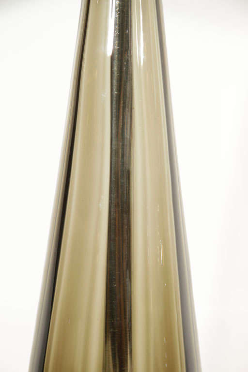 Mid-20th Century Pair of Murano Smoked Glass Table Lamps