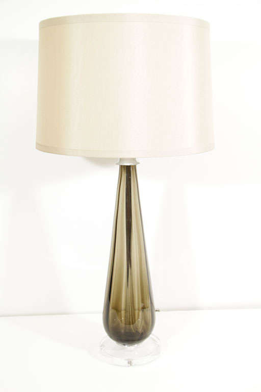 Pair of Murano Smoked Glass Table Lamps 1