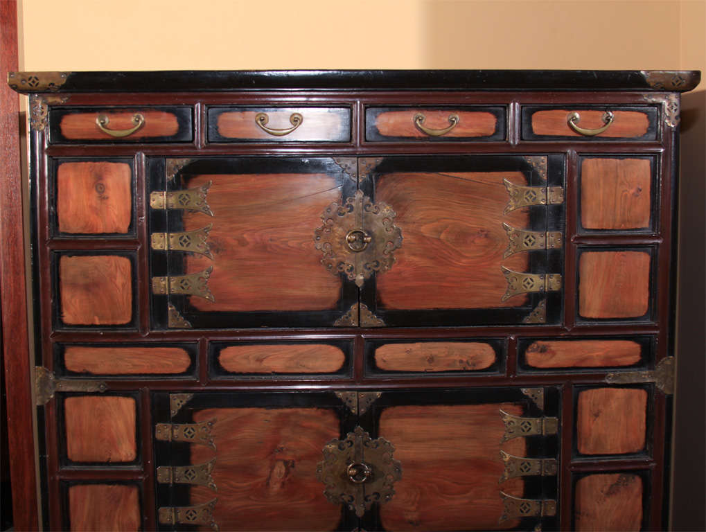 Tall Korean Lacquered Wood Clothing Chest 1