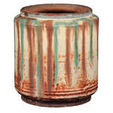 Antique Japanese Hongo-yaki Glazed Pottery Jar