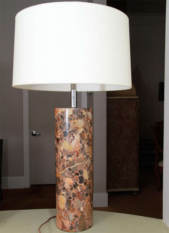 Pair of Marble Column Lamps Attributed to Maison Jansen