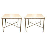 Pair of  Faux Bamboo and Stone Side Tables