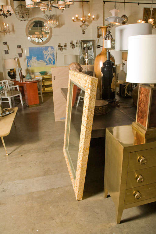 Paul Marra  Suede & Velvet Mirror In Excellent Condition For Sale In Los Angeles, CA