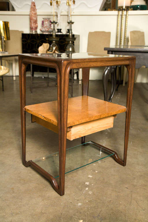 Glass Mid-Century Dunbar Style Pair Night Stands For Sale