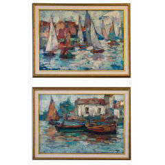 Pair of Italian Marine Oil Paintings