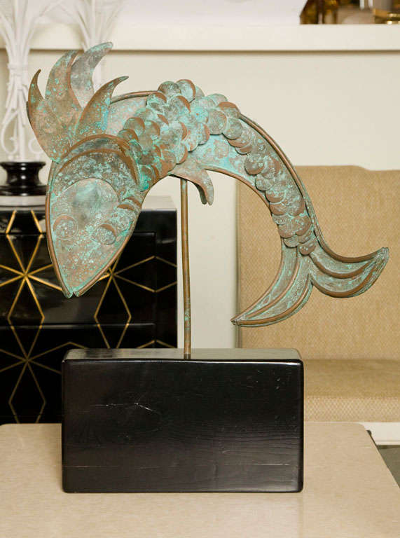 MidCentury Metal Fish Sculpture For Sale at 1stdibs