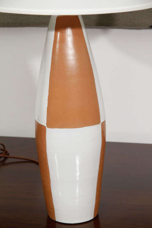 American Terra Cotta and White Painted Ceramic Table Lamp