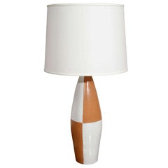 Terra Cotta and White Painted Ceramic Table Lamp