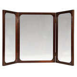 Vintage Danish Mid Century Modern Rosewood Trifold Wall or Vanity Mirror