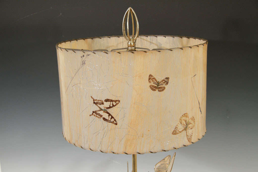 Pair of Mid Century Butterfly Lamps in Brass w/ Matching Shades