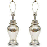 Sleek Pair of Vintage Mercury Glass Table Lamps