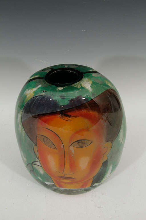 Ada Loumani L'ami Paul Vase en verre d'art Excellent état à Astoria, NY