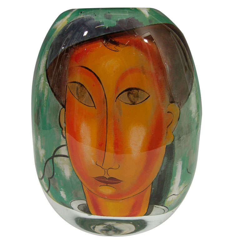 Ada Loumani L'ami Paul Vase en verre d'art