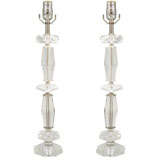 Vintage Pair of Mid Century Cut Glass Table Lamps